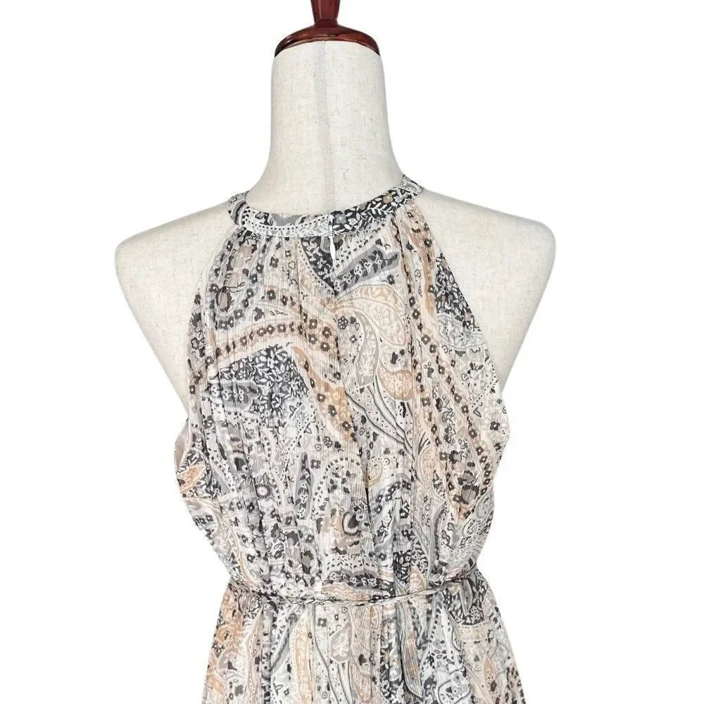 NWT Ann Taylor Halter Top Lined Maxi Pleated Flowing Dress Med - Picture 10 of 16